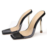 Metal Stiletto Escarpins Talons Haut Clear Transparent PVC Women Ladies Heels 2025