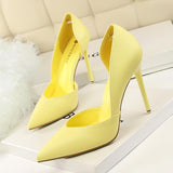 NO MOQ Logo Custom High Quality Sexy Pointed Toe Pink Color Fashion Pumps Ladies Heels Shoes From Big Tree