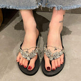 Anti-slip Female Slides Thick Sandals Summer EVA Slippers Chain Rhinestone Wholesale Flip Flops for Woman