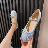 Babouche Laser Mary Janesl Rhinestone Designer Plus Size Pumps Flat Shoes for Ladies Women
