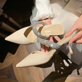 Sandalias De Verano Closed Pointed Toe Diamond Rhinestone Bling Fashion Designer Ladies High Heels for Women Sandal Sexy