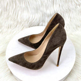 12CM/10CM/8CM/Flat Suede Material Comfortable Dress Office Shoes Luxury Pumps Lady Heels