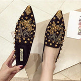 Rivet Studded Comfort Soft Flat Shoes Slippers Suede 2024 Women's Loafers