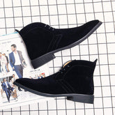 Point Toe High Ankle Reflective Men Faux Suede Boots