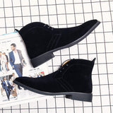 Point Toe High Ankle Reflective Men Faux Suede Boots