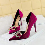 10.5CM/7CM Pointed Toe Sandals Designer Slides Footwear Job Shoe Pink HIgh Heels for Women
