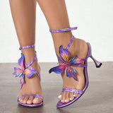 Purple Butterfly Soulier Femme Talon New Sexy Female Footwear Shoes Women Sandals Heels for Ladies
