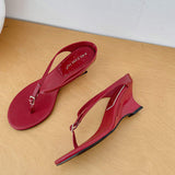 Luxury Unique Fashion Thong Mules Summer & Spring Wedge Chaussure Femme Women Heels 2026
