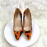 New Women Orange Pointed Toe Sexy Flat 6/8/10/12Cm Customized Designer Shoes Plus Size 34-45 High Heels