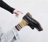 Trendy Women Platform Tassel Loafers Lug Sole Genuine Leather Fringe Slip on Round Toe British Style Unisex Men Dress Shoes