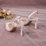 White Talons Dames Luxury Wedding Slingback Sandals Shoes Women Heel for Ladies