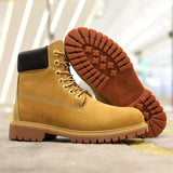 Original Quality Large Size Cowhide Genuine Real Leather Work Men Women's Waterproof Classic Tooling Yellow Winter Ankle Autumn