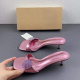 Zapatos Altos De Mujer Summer Pink Stiletto Slipper Mules Women Sandal High Heels for Ladies