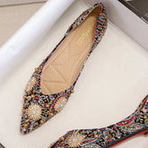 Retro Hot Selling Pantufla Loafer Slippers Luxury Diamond Rhinestone Ladies Pumps Flat Shoes