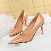 Brand Logo Custom Western Style High Quality Elegant Formal Dress Shoes Women 10cm High Heel Pumps Shoes