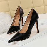 Sepatu Wanita Ukuran 42 43 Sexy Metal Rhinestone Stiletto Pointed High Big Size Shoes Ladies Heels for Ladies 2025