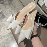 Bowknot Designer Cute Mules Lady Slippers Low Kitten Heels Sandals for Women