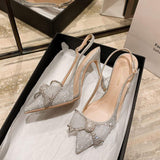 6CM&8CM&10CM Elegant Sexy Closed Pointed Toe Slingback Wedding Pumps Sexy 2025 Trendy Women's Heels