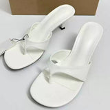 Women's Toe Post Sandals - Round Toe Slim Heel Slide-In Style Sexy Ladies Heeled Sandals