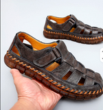 Comfortable Fashion Design Buckle Strap Summer Beach Slippers Pure Leather Sandals Shoes for Men
