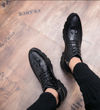 Zip up Black PU Leather Quality Pattern Men Boots Comfortable All Seasons Men Ankle Boots
