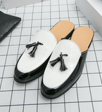 Men Half Loafers Slippers Comfortable Summer Casual Slip on Patent Leather Backless Mules Dress Shoes