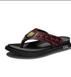 Full Grain Leather Men Sandals Durable Fashion Cool Summer Beach Casual Slipper Flip-Flops Outdoor Fun