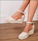 Women's Espadrille Wedge Sandals Ankle Strap Closed Toe Wedges for Summer Casual Wear