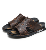 New Design High Quality Fashion Durable Slippers Comfortable Summer Pattern Cowhide Leather Sandals for Men