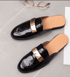 Patent Leather Half Shoes Backless Fashion Summer Slippers Comfortable Summer Men Casual Shoes
