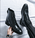 High Ankle Men Boots Lace up Closure Pointed Toe 38-46 Classy Handsome Winter Boots for Men