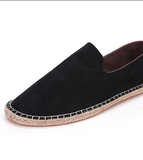 Unisex Size 36-47 Hand-stitched Slip-on Shoes with Hemp Sole and Straw-woven Men Casual Walking Shoes