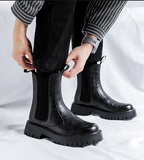 Microfiber Leather Chelsea Boots Fashion Designers Good Looking High Cut Classic Handcrafted Dress Shoes Boots for Men