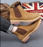 Size 37-47 Genuine Leather Material Formal Dress Shoes All Seasons Winter Flat Ankle Boots for Men