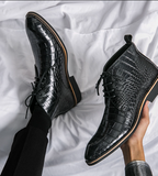 Pointy Toe Fashion Design Plaid Upper Comfortable Durable Wedding Shoes Men Ankle Boots