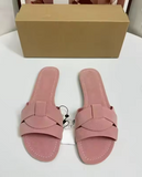 New Cross Strap Knotted Design Slide Slippers Fashion Casual Summer Women's Suede Flat Sandals