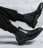 Pointed Toe Size 38-46 Brogue Dress Shoes Coffee Color Durable Fashion Ankle Boots for Men