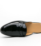 Patent Leather Pointed Toe Semi-slippers White Slip-on Casual Comfortable Penny Half Loafers Shoes