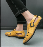 Buckle Strap Yellow Blue Black Color Fashion Casual Flat Sandals for Men Good Quality Handsome Durable Walking Shoes