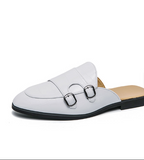 Biggest Size 47 PU Leather Monk Strap Loafers Shoes Breathable Summer Casual Men Half Shoes