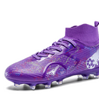 High Top Soccer Cleats Breathable Knit Upper Sock Collar Anti Slip TPU Outsole Lightweight Football Boots for Artificial Grass