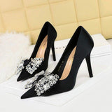 Sandalias Con Tacon Thin Trendy Pointed Toe Bow 2025 Heels for Women