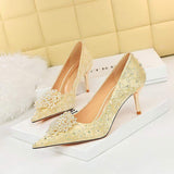 Big Size Diamond Pearl Scarpe Donna Tacco Alto Luxury White Wedding Heels for Bride Shoes