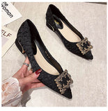 DIamond Point Toe Trendy Elegant Style Female Low Shoes Slipper Heels for Women