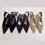 New Arrival Women's Pointed-Toe Casual Sandals Velvet Soft-Sole Ankle Strap Quality Daily Ladies Flat Heel Sandals
