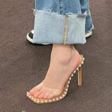 Sandalias Para Mujeres Stilettos Sexy PVC Sandals Slipper Clear Heels for Women
