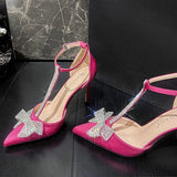 Bowknot Escarpins Femme Talon Haut Sexy Designer Sandals Blue Fashion Women Mules Heels