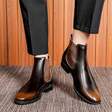 Leather Flat Ankle Boots Classy Designers High Cut Dress Shoes Formal Leather Chelsea Boots for Men