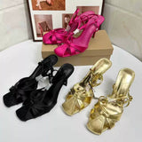 Summer New Style Women's Heels Sandals - Hollow-out Round Toe, Enclosed Toe Cap, Gold Straps, Suitable for Outdoor Wear