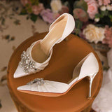 8CM Chaussure Talons Femme Luxury Rhinestone Pumps Trending White Wedding Heels for Ladies
